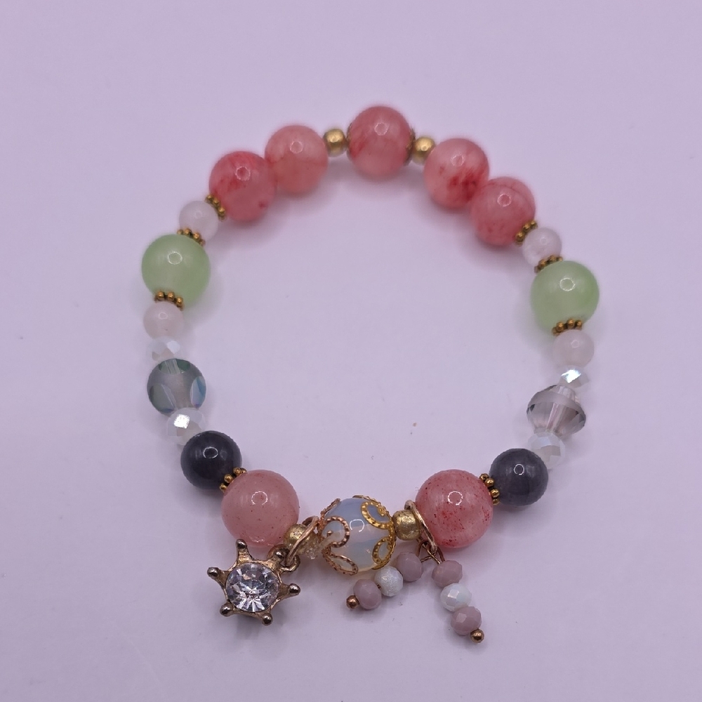 Elegant Multicolor Glass & Gemstone Beaded StretchBracelet